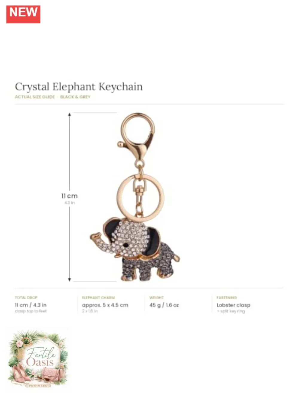 Crystal Rhinestone Elephant Keychain Bag Purse Charm for Women